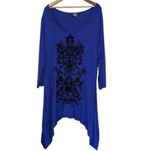 Su & Lola goth witchy top sharkbite hem velvet detail purple grunge plus size 1X